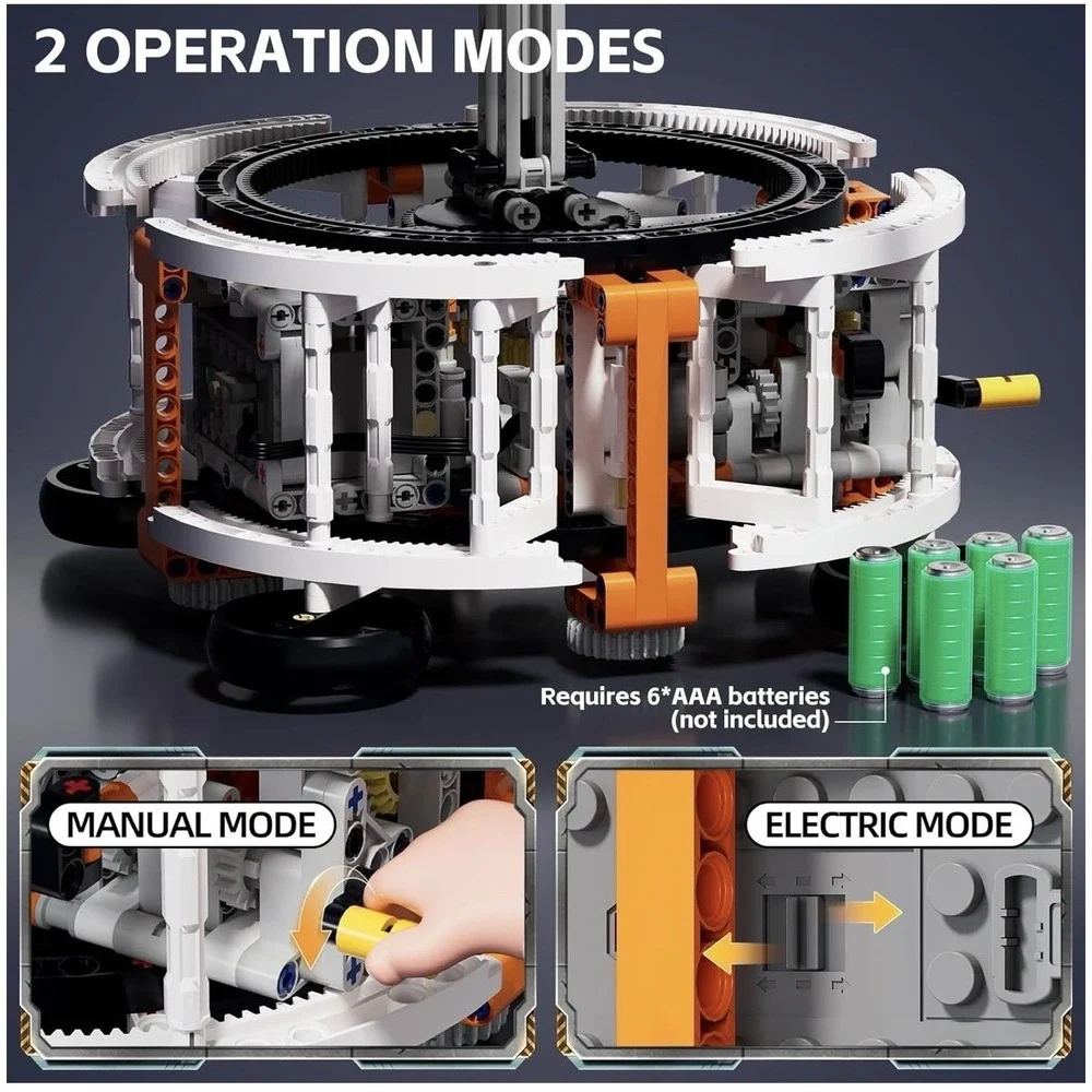 Dual-Mode Spinning Solar System Space Building Kit, STEM Model with Rotating ...
